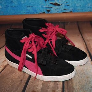 pink puma high top sneakers